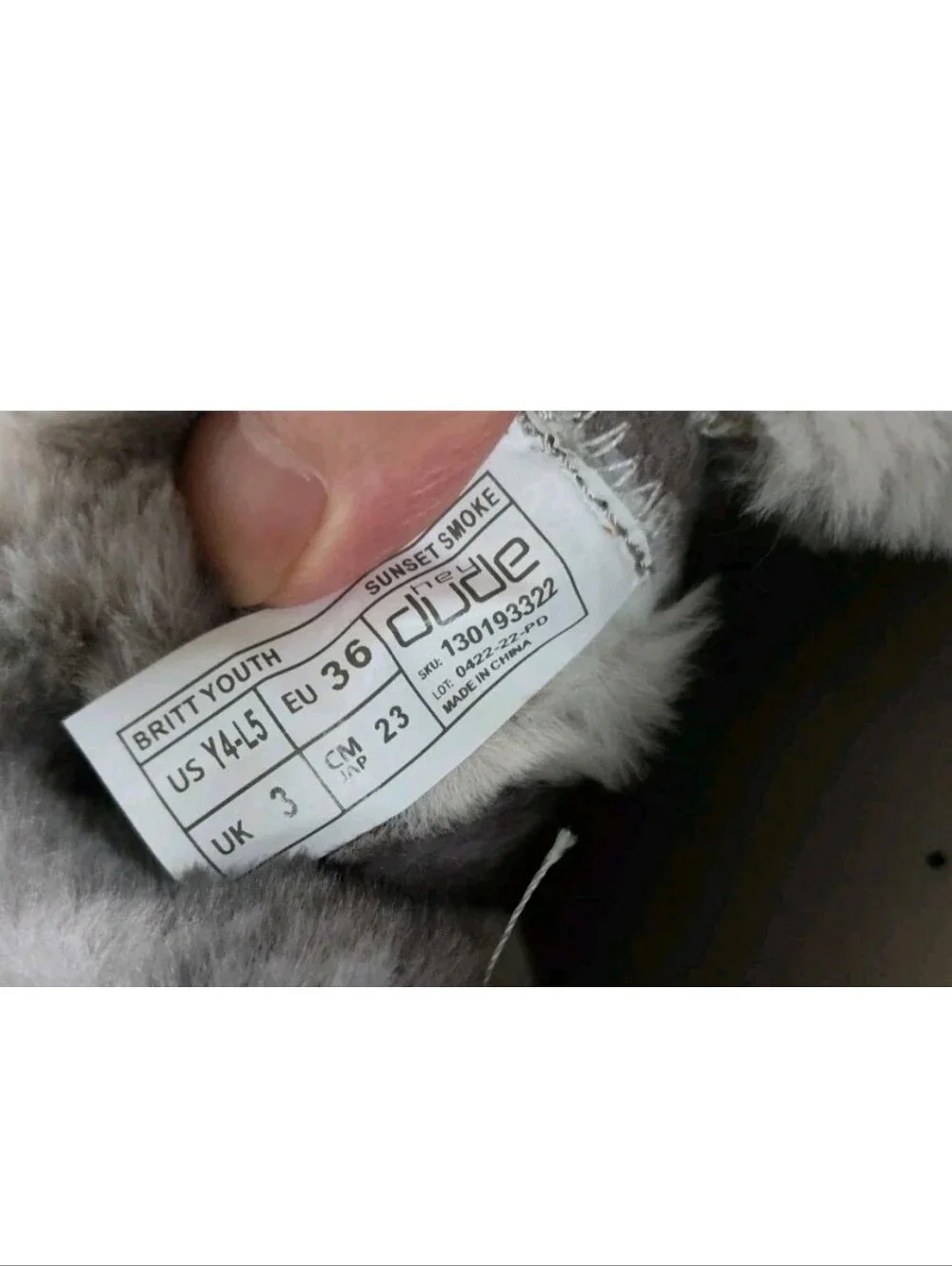 Hey Dude Britt Youth Faux Fur Ankle Boots size Y4 - L5  Gray Shoes Booties